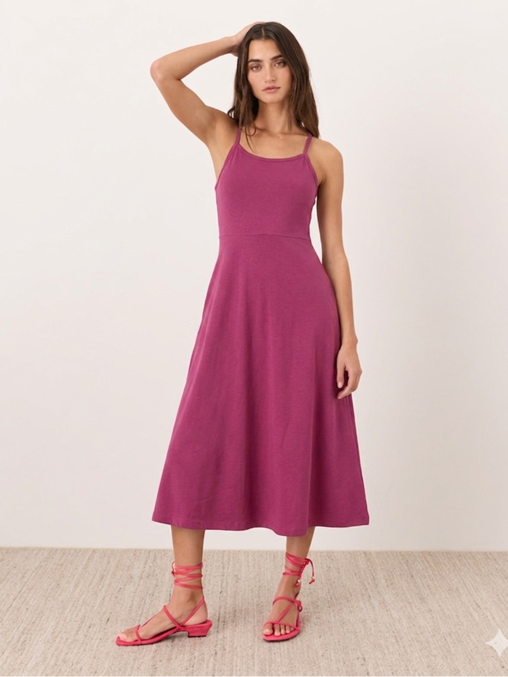 PACT NWOT Fit & Flare Midi Dress Size L - Picture 3 of 12